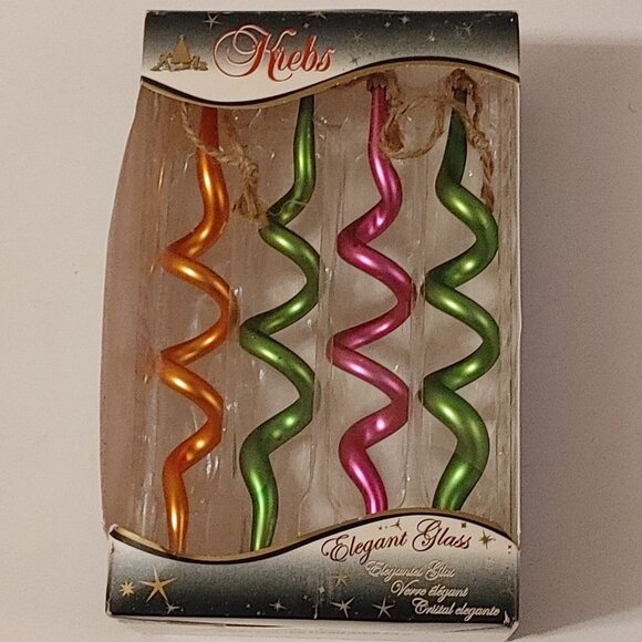 ELEGANT GLASS KREBS Ornament Lot of 3 boxes Swirl Ornament Bulb Ornament Matte - Picture 2 of 9